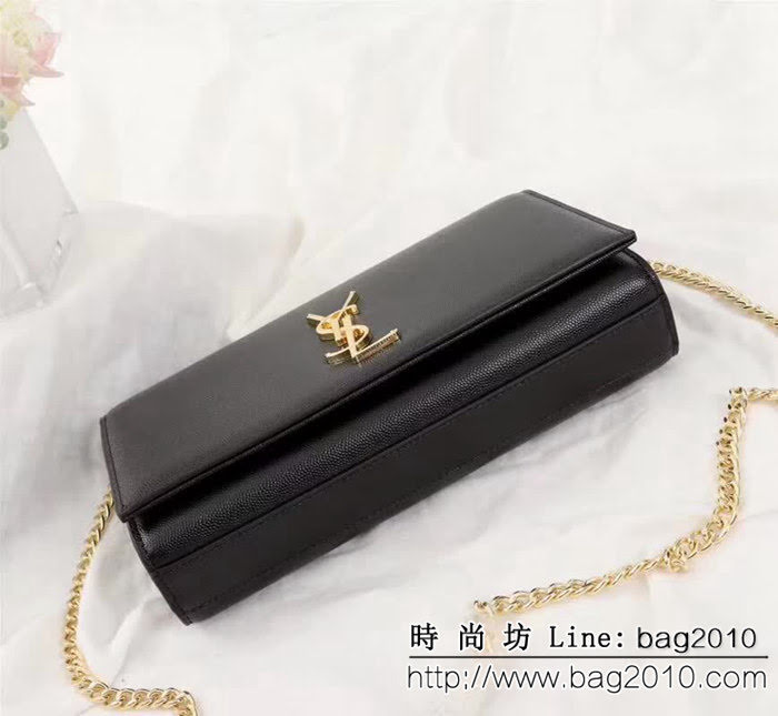 YSL聖羅蘭 原版魚子醬牛皮 翻蓋式 金色鏈條包 26702 YAS1197